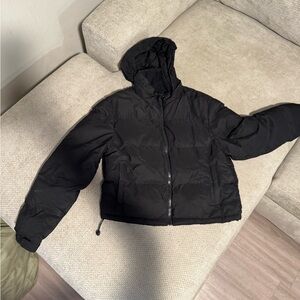 Black Puffer Jacket with Hood